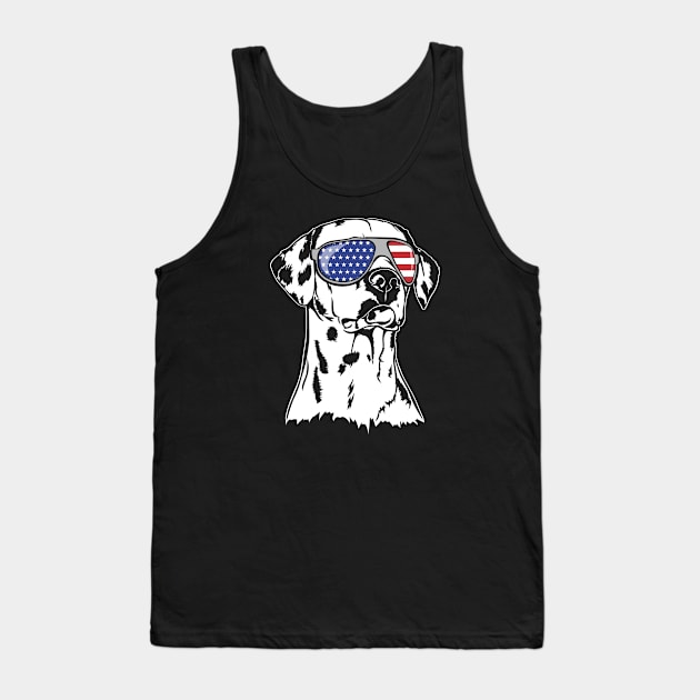 Proud Dalmatian American Flag sunglasses dog Tank Top by wilsigns